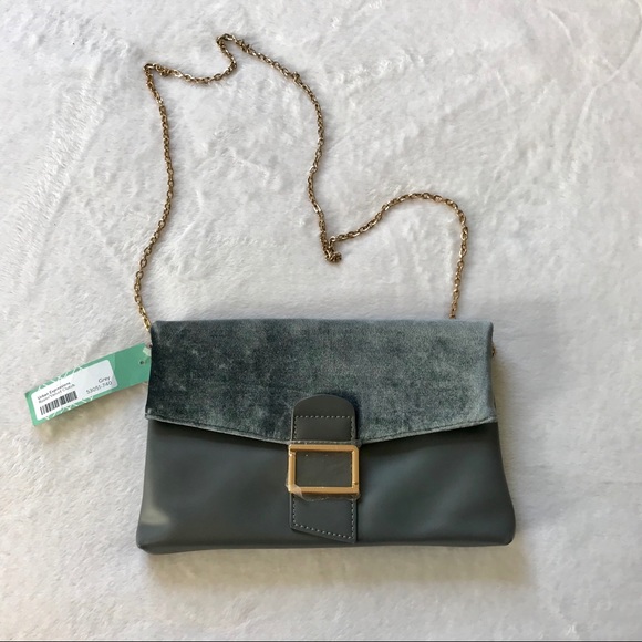Urban Expressions Handbags - NWT Urban Expressions Roslin Velvet Grey Clutch